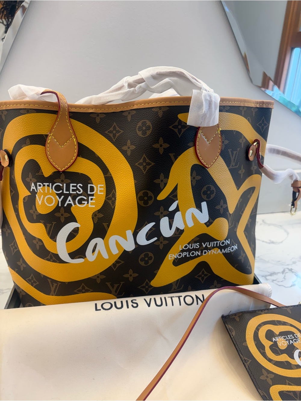 Cancun bag Monogram Neverfull Tote - Yellow, Black
